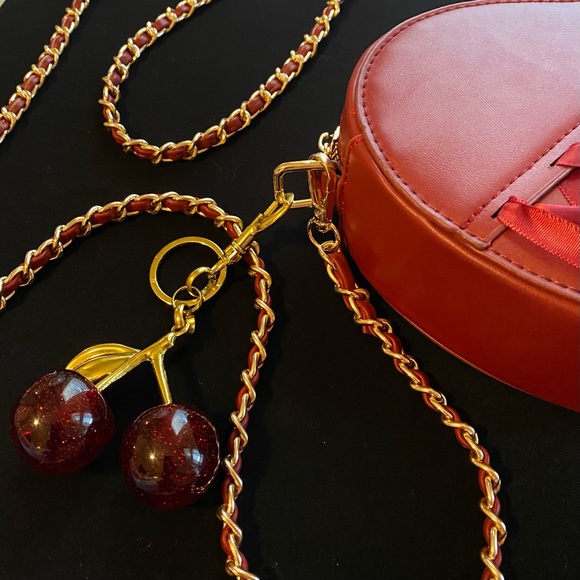 Torrid Red Heart Corset Ribboned Crossbody Bag & New Sparkle Cherry Charm - NWT! - Picture 2 of 6